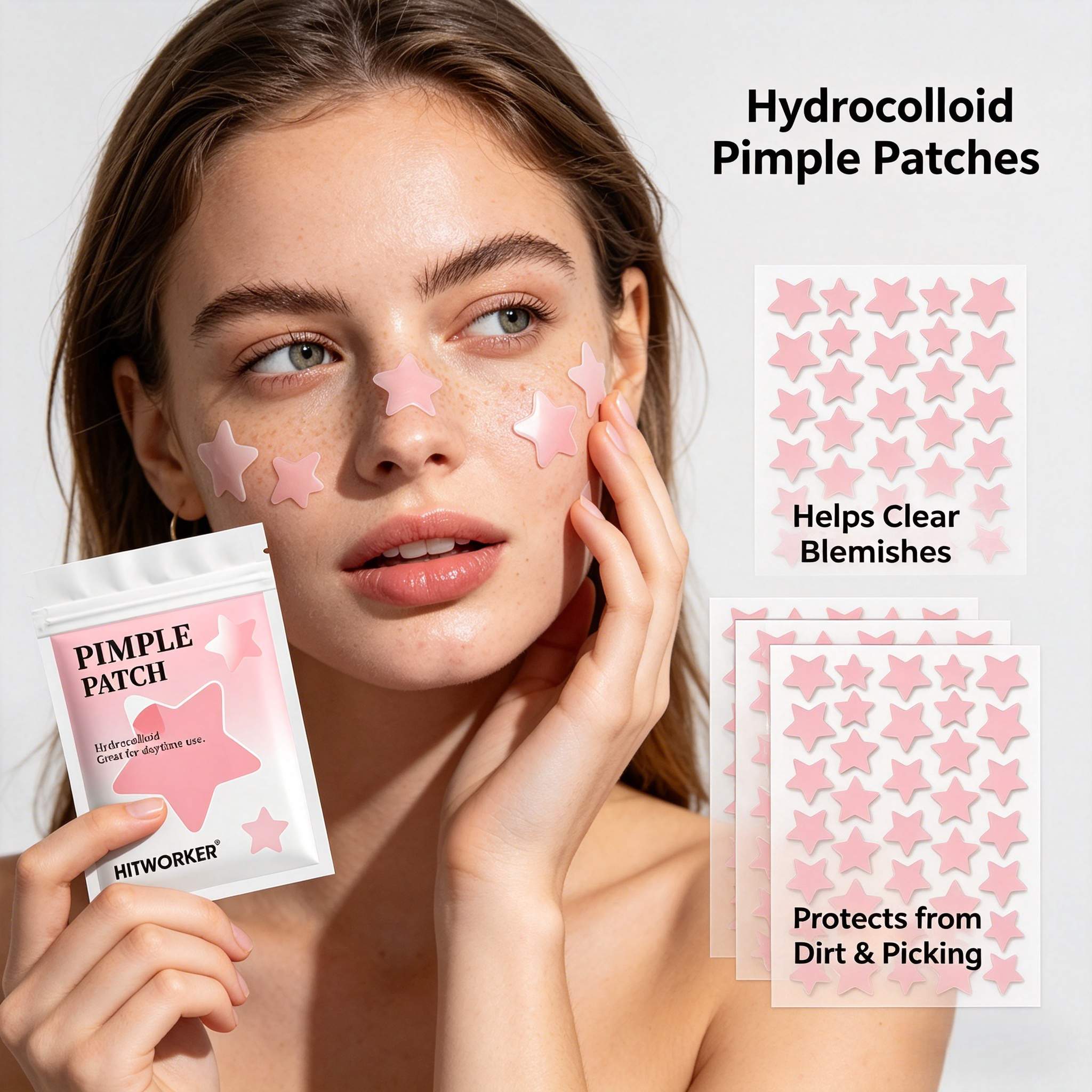 600枚入りピンクの星型ニキビパッチ、ティーツリーオイル配合 - Tea Tree Spot Treatment のレビューと価格
